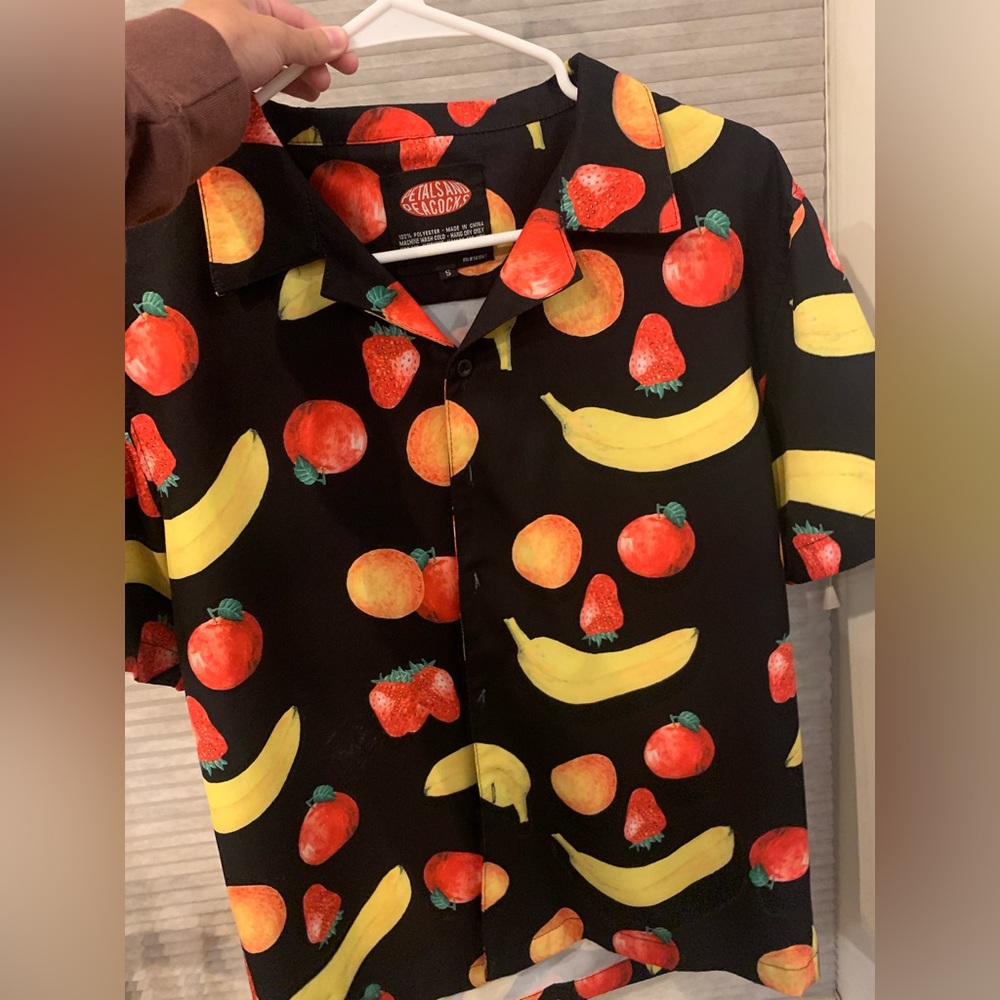 Petals And Peacocks Button Up With Fruit - image 1